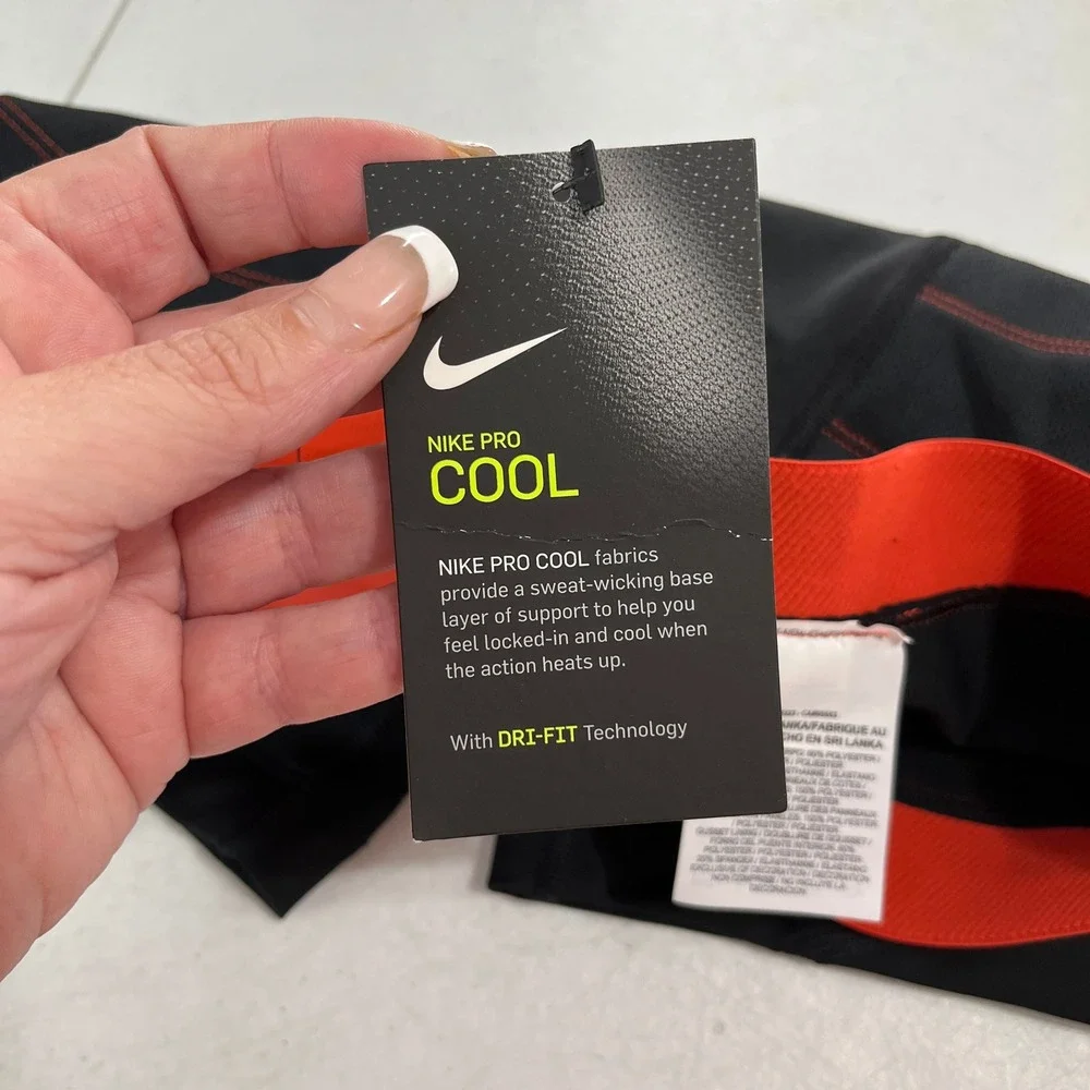 Nike Nike Pro Cool Shorts Girls XL Black Orange Dri-FIT Mesh Athletic Gym Sport